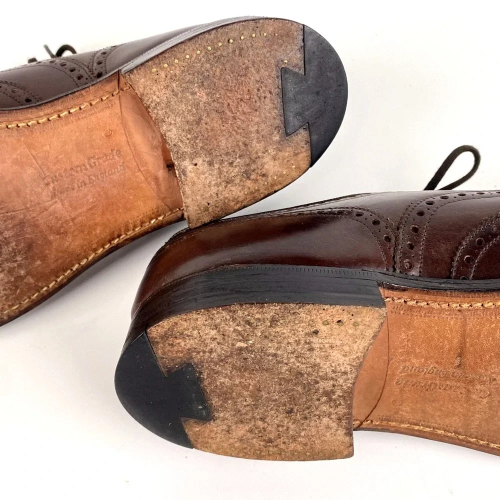 Church's Custom Grade Oxford Brogue Luxury Shoes Men's 10.5 C Brown Lace Up Fine